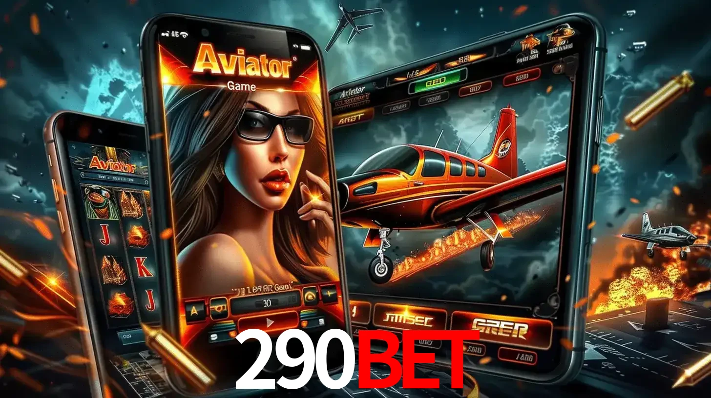 O popular jogo de apostas Aviator exibido em vários celulares e tablets, mostrando a interface emocionante e a ação de voo disponíveis para jogar agora no 290bet.