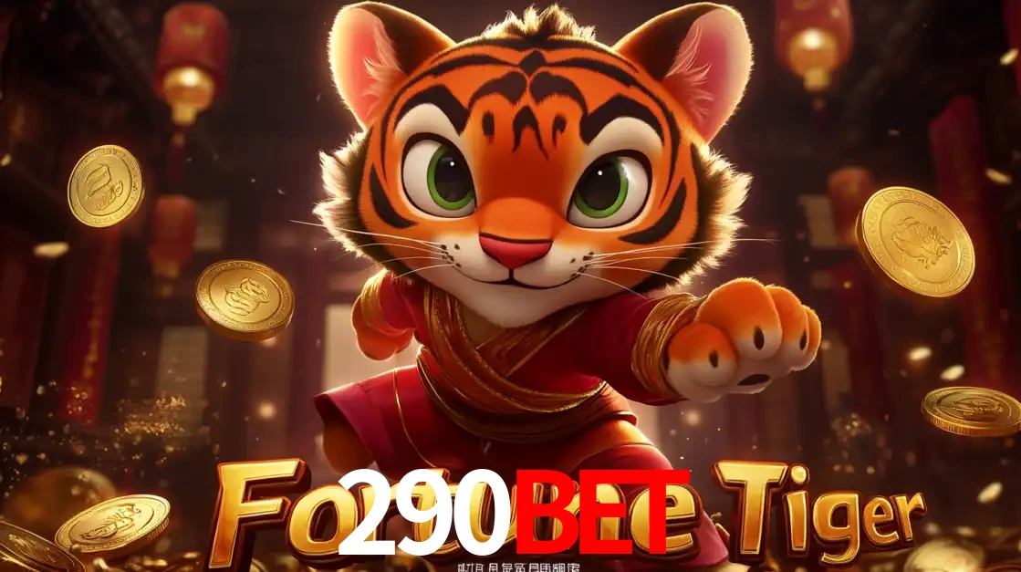 O carismático mascote do jogo de slot Fortune Tiger, um tigre fofo em pose de artes marciais, pronto para trazer sorte e multiplicadores de ganhos no cassino online 290bet.