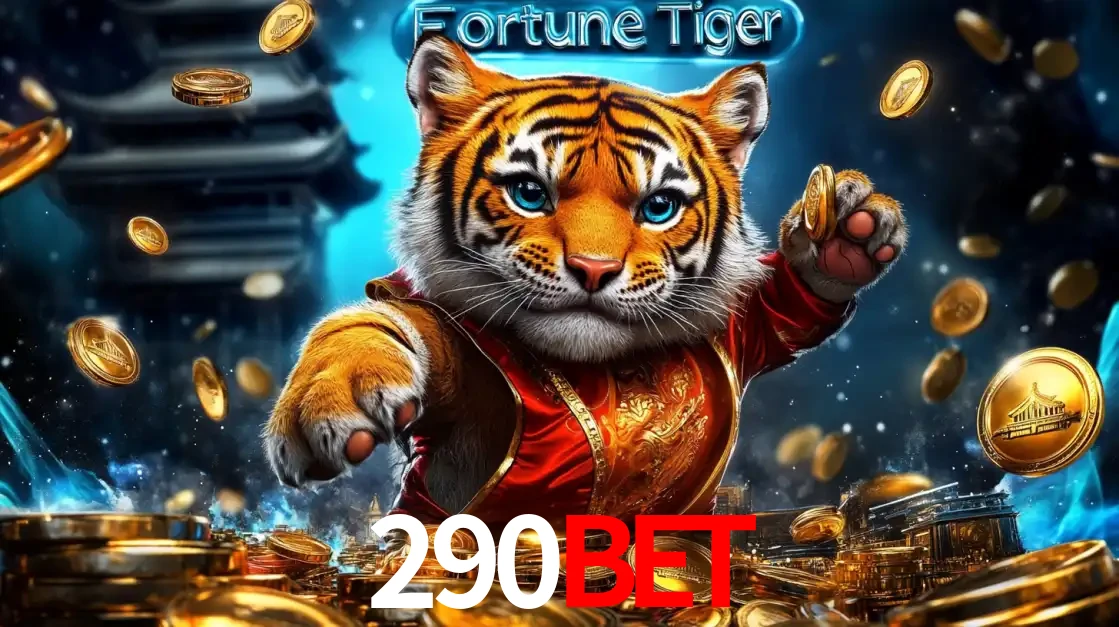 Imagem promocional do jogo de slot Fortune Tiger, com um tigre majestoso em traje tradicional cercado por uma fortuna em moedas de ouro, disponível agora no cassino 290bet.