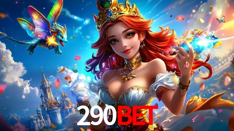 A princesa de um reino de fantasia mágico, com seu pequeno dragão, apresentando um mundo de prêmios encantados nos jogos de caça-níqueis do cassino 290bet.